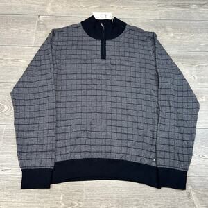 BRAX Steffen Quarter Zip Sweater NWT Black Grey Large Luxury Wool Knit